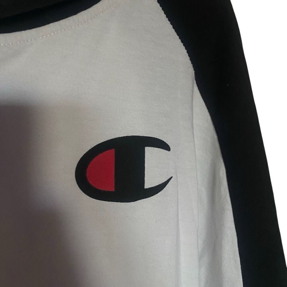 Champion short sleeve hooded 2X tall blue white mens - Picture 3 of 5
